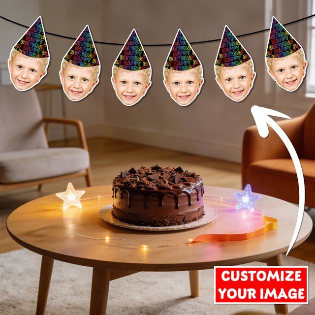 Personalisierte Alles Gute zum Geburtstag Foto Banner Hängegirlande von joy-enlife für Kindergeburtstage und Baby Shower Partys - Bild 1