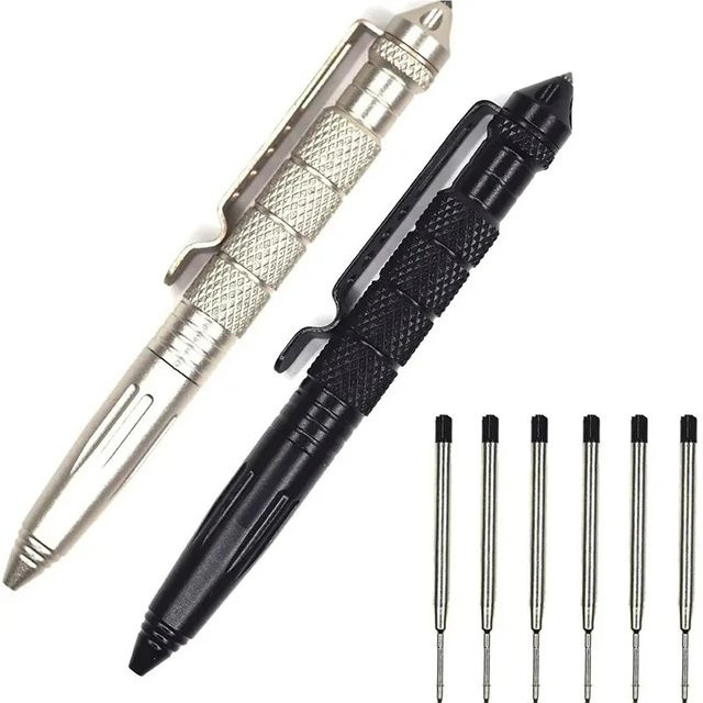 Multifunktionaler taktischer Stift aus Aluminium und Stahl mit Glasbrecher als Überlebenswerkzeug und Selbstverteidigungsstift - Bild 1
