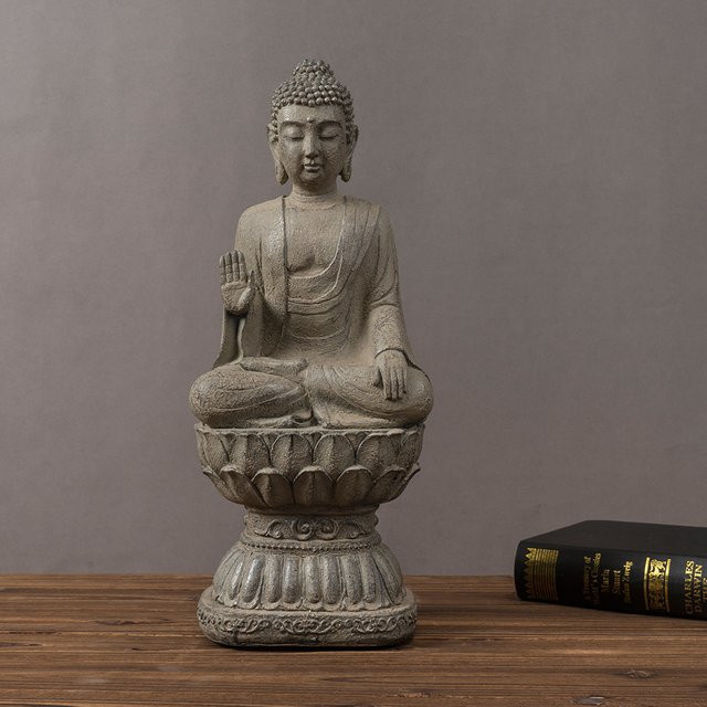 RAKKS Chinesische Zen-Buddha-Statue aus Kunstharz zur Dekoration für dein Zuhause - Bild 1