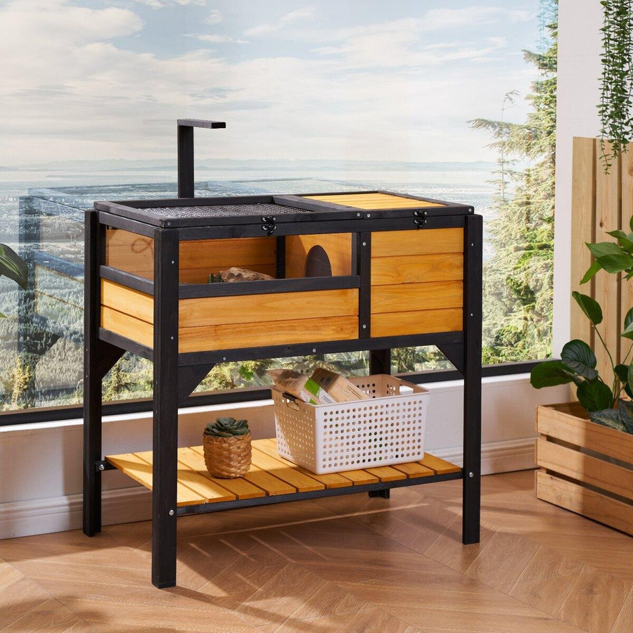 Buying Solutions MB Schildkrötenhaus aus Zedernholz für Innen und Außen in Braun und Schwarz - Bild 4