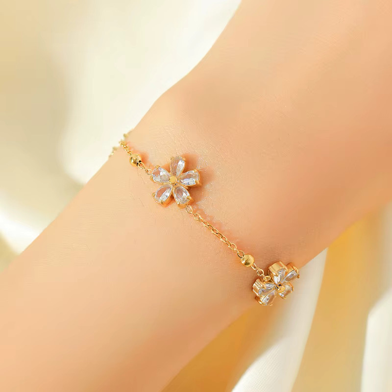 EILIECK Armband, Edelstahl, Bunte Blume, Herz, Zirkonia, Damen - Bild 2