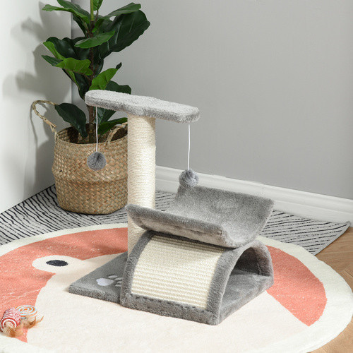 PawHut Kratzbaum für Katzen in Hellgrau mit integriertem Spielzeug, B/T/H: 40 x 30 x 43 cm - Bild 2