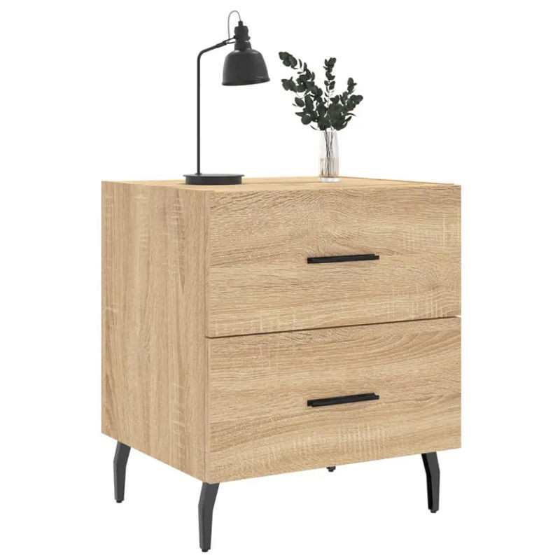 Vidaxl Nachttische Set aus Holzwerkstoff und Metall in Sonoma-Eiche, 2 Stück, B/T/H: 40 x 35 x 47,5 cm - Bild 1