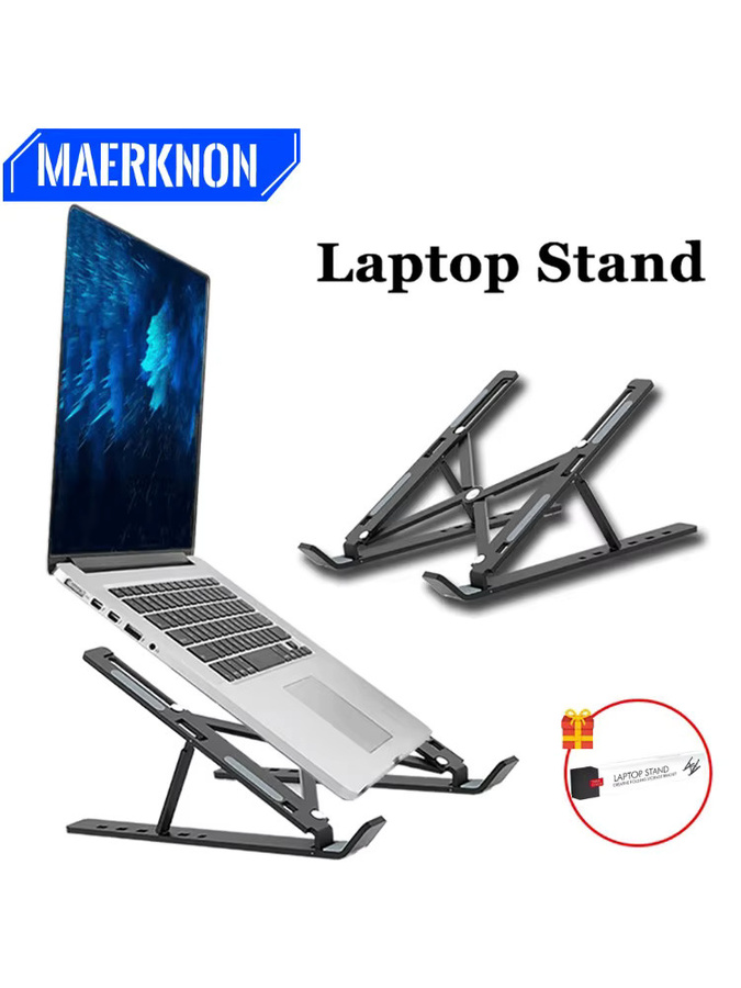 Einstellbarer Laptop Halter in Schwarz, faltbarer Notebook Ständer für Macbook Air, iPad und Tablets - Bild 4