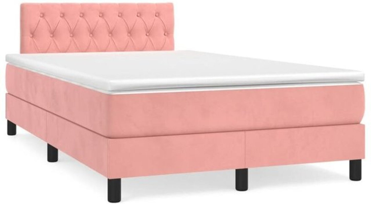 Vidaxl Boxspringbett mit Matratze aus Samt in Rosa, B/T/H: 190 x 120 x 88 cm - Bild 1