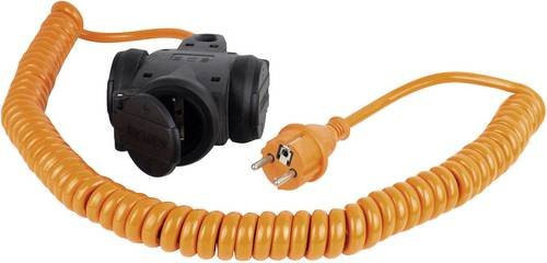 AS Schwabe Spiralkabel Strom Verlängerungskabel 16A H07BQ-F 3G 1,5mm² Orange Schwarz 5,00 m - Bild 1
