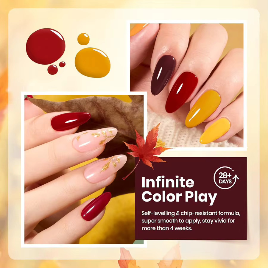 QAZIXU Nagelgel Set, Amber, Glänzend, 6 Teile - Bild 2