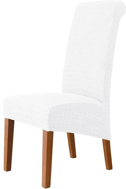 Waschbare Stuhlhussen mit hoher Rückenlehne in Weiß aus Stretch-Spandex für Esszimmer und Hotels, XL Größe (60-75 cm) - Bild 1