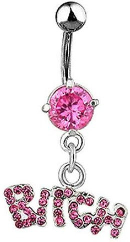 HaoYunLai Bauchnabelring Edelstahl, Kristall, Rosa, Damen - Bild 1