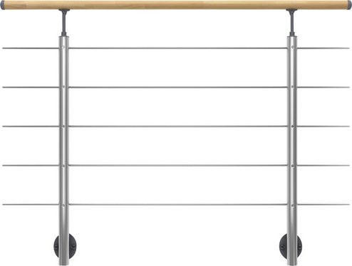 Dolle Geländersystem Prova Wandmontage aus Aluminium und Buche in Silber - Bild 1