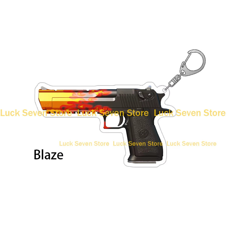 LuckySevenStore Schlüsselanhänger, CS2 GO Pistolen Desert Eagle Blaze Golden Koi Printstream, Acryl - Bild 2