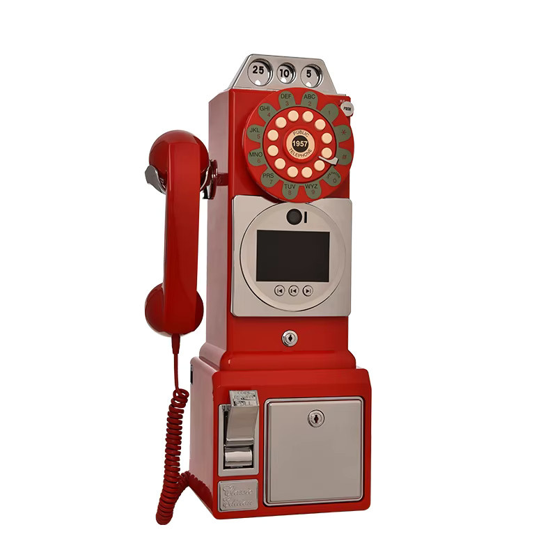 FEIYAQI Audio-Video-Gästebuch in Retro-Telefonzellen-Design mit 32 GB Speicher, Farbe: Rot - Bild 2