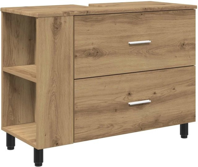 vidaXL Waschtisch Artisan-Eiche in Braun, Modernes Badezimmer-Möbel aus MDF, B/T/H: 80 x 35 x 60 cm - Bild 1