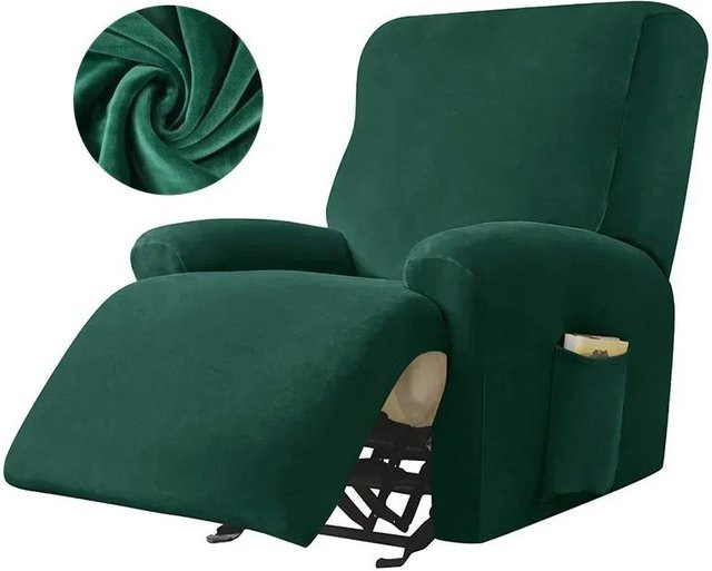 Samt Liegesesselbezug in Grün mit geteiltem Design für Massage-Sessel und Einzelcouches - Bild 1