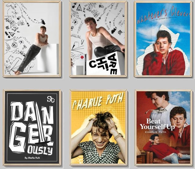 Vintage Wandposter Charlie Puth C-Charlie Motiv als dekorativer Papierposter für dein Zimmer, Café oder Bar in Mehrfarben - Bild 1