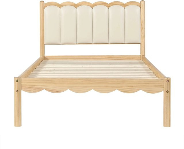 Merax Kinder Polsterbett mit Wellendesign in Beige, B/T/H: 206,5 x 90 x 80 cm - Bild 1