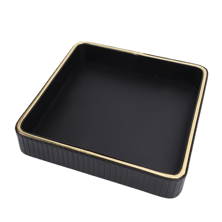 Fishine Parfümtablett und Schmuck-Organizer in Schwarz als Mehrzweck-Tablett für Schminktisch oder Nachttisch, Breite: 23,7 cm, Tiefe: 23,7 cm, Höhe: 1,0 cm - Bild 2