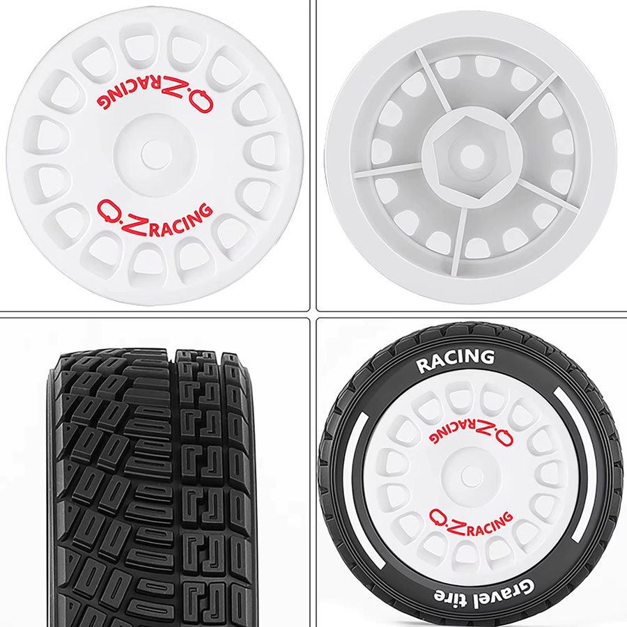 MJX RC Rally Offroad-Buggy Radnaben-Reifen, 4-teiliges Set, Grau, Schwarz - Bild 4