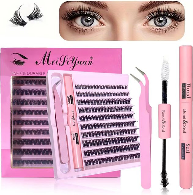 3D-190-teiliges Wimpern-Set für DIY-Wimpernverlängerung mit Kleber und Pinzette - Bild 1
