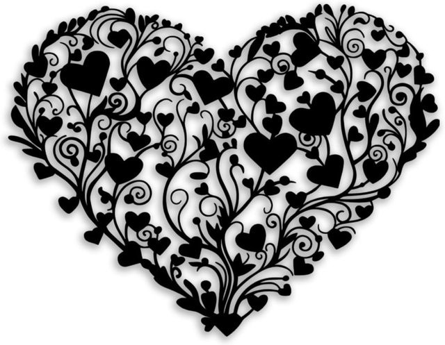 CIFBUY Wanddekoration aus Metall in Schwarz mit Herz- und Blumenmotiv im Boho-Stil - Bild 1