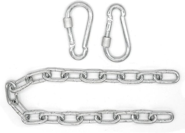 AMANKA Hängesessel Kette aus verzinktem Stahl mit 2 Karabinern, Farbe: Silber/Grau, Länge der Aufhängung: 50 cm, Belastbarkeit bis 230 kg - Bild 1