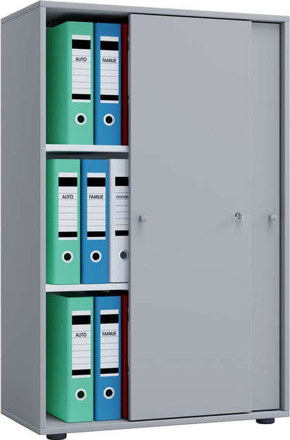 VCM Büroschrank Lona XL mit Schiebetüren in Grau, B/H/T: 70 x 110 x 37 cm - Bild 1