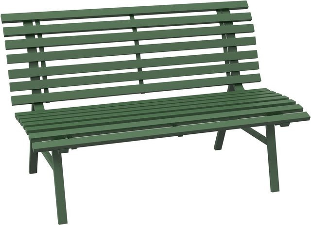 Outsunny Gartenbank aus Aluminium in Grün matt, 2-Sitzer Parkbank für Garten, Balkon und Terrasse, B: 123 cm, T: 67 cm, H: 79 cm - Bild 1