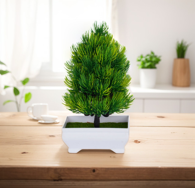 Uflower Künstlicher Bonsai Baum in Grün als Tischdekoration für dein Zuhause - Bild 1
