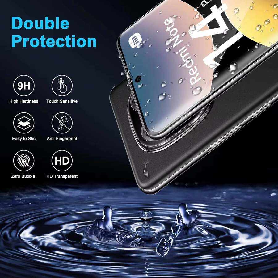 Xiaomi Redmi Note 15 Note 14 Pro Displayschutz aus gehärtetem Glas 9D gebogen transparent - Bild 3