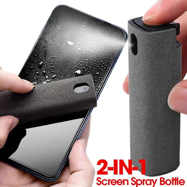 2-in-1 Handy-Bildschirmreiniger Set in Blau mit Sprühflasche und Mikrofasertuch zur Reinigung von iPhone, iPad, Computer und PC - Bild 1