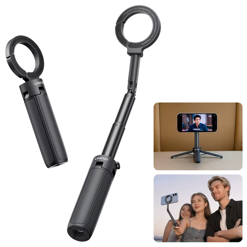 Ulanzi MT71 2-in-1 Magnetischer Mini-Selfie-Stick und Desktop-Stativ in Schwarz für iPhone und Android mit 180 Grad Einstellbarkeit für Vlogs - Bild 5