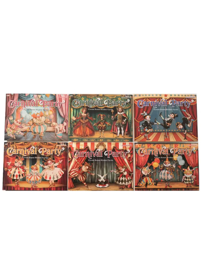 YCDBTH Zirkus Karton-Aufkleber Set mit 15 Blatt Motiv-Aufklebern in Multicolour für Karneval und Party-Dioramen - Bild 5
