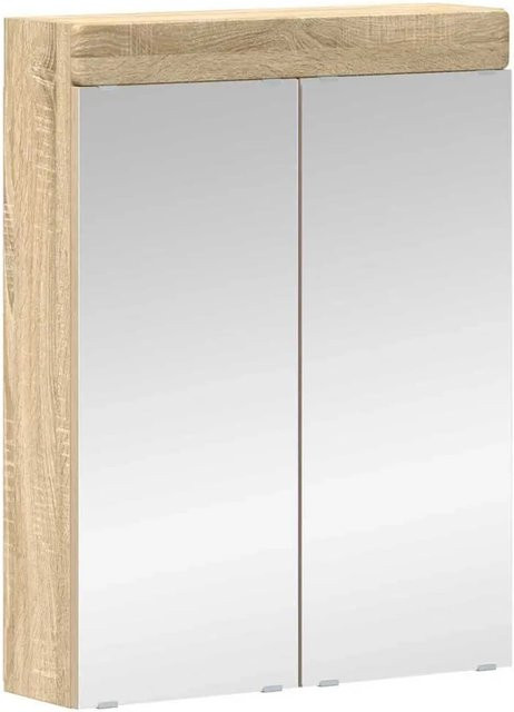 vidaXL Badezimmerspiegelschrank TULUM in Sonoma-Eiche, Wandmontage mit Spiegeltür und Regalböden, Breite: 60 cm, Tiefe: 16,5 cm, Höhe: 78 cm - Bild 1