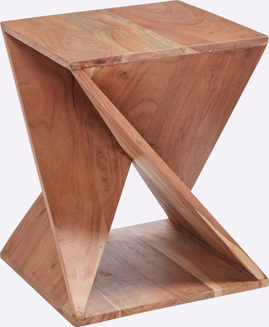 Beistelltisch von Heine Home aus Akazienholz in Braun und Beige, B/T/H: 40 x 40 x 50 cm - Bild 1