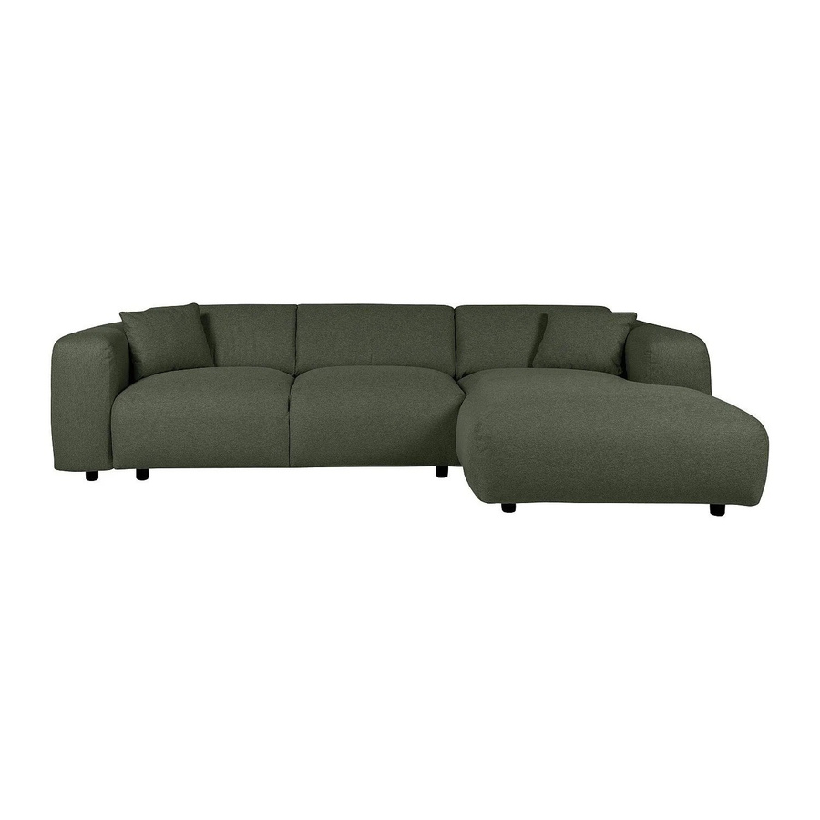 Vente-unique Sofa Pogni in Grün aus meliertem Stoff, L-Form ohne Schlafmöglichkeit, Breite: 280 cm - Bild 2