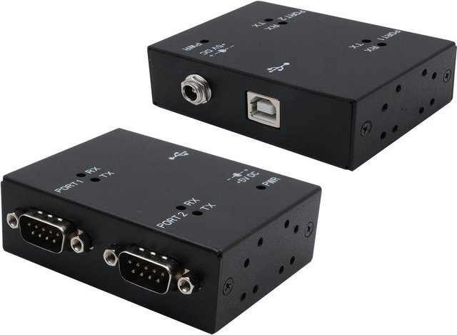EXSYS USB 2.0 zu 2S RS-232 Adapter im schwarzen Metallgehäuse EX-13072HM - Bild 1