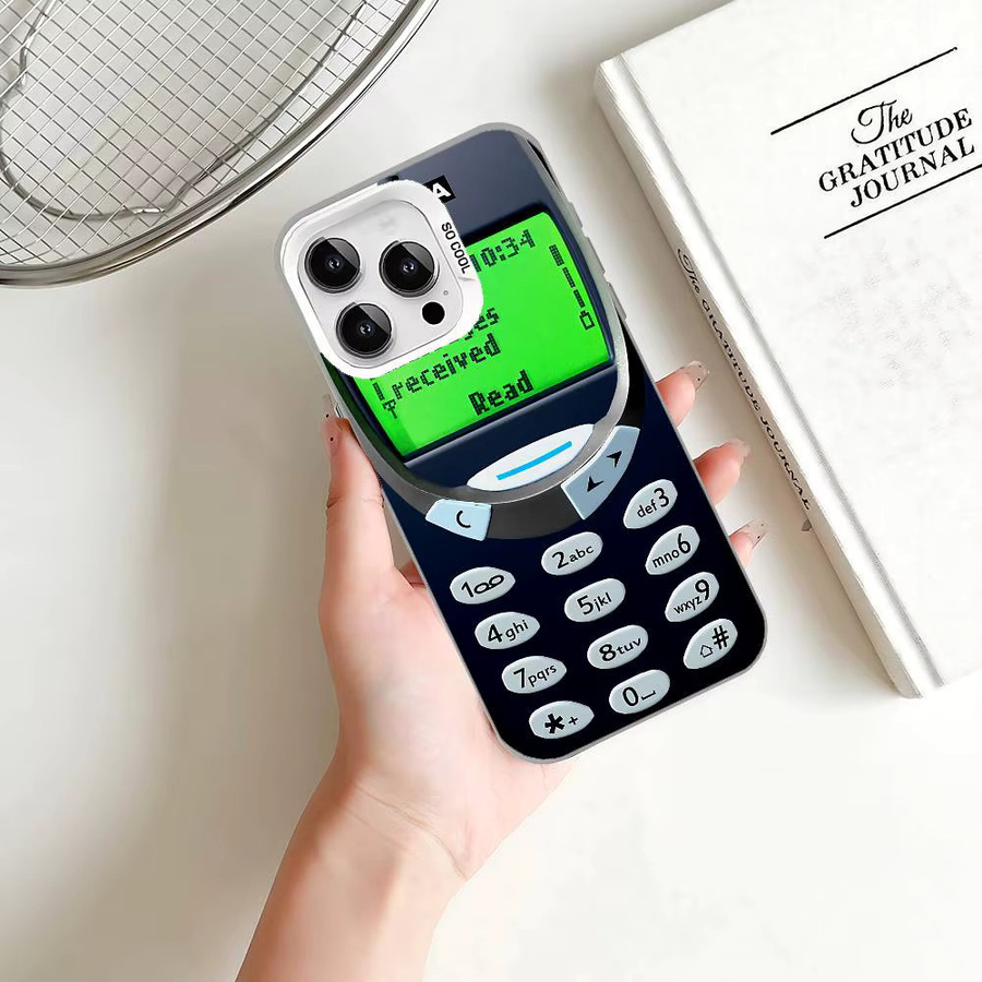Retro Handyhülle im Nokia-Design für iPhone 11 bis iPhone 17 Pro Max Plus, stoßfeste Rückseite, Farbe: Silber - Bild 6