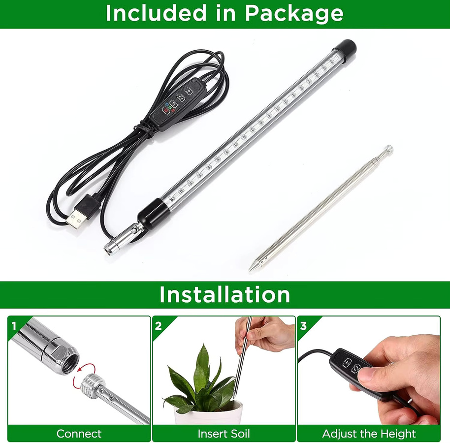 KEBINCPLED USB-Teleskoprohr-Wachstumslampe mit Vollspektrum-LED, RGB-Farben, Steuerung und Metallgehäuse in Schwarz - Bild 4