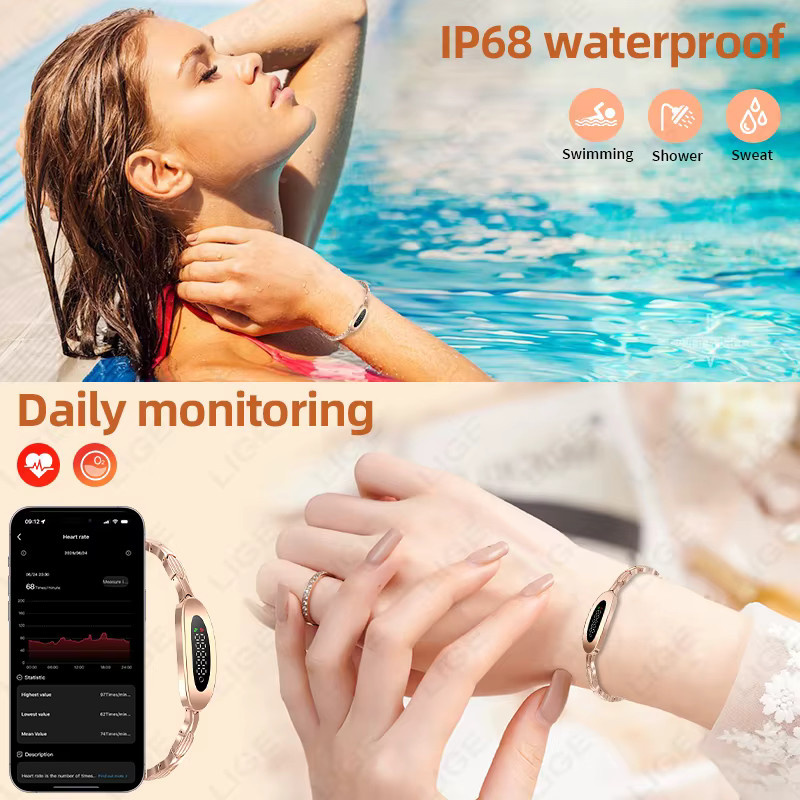 LIGE Steel Damen-Smartwatch in Gold mit Bluetooth, Fitness-Tracker und Herzfrequenzmesser, wasserdicht nach IP68 - Bild 4