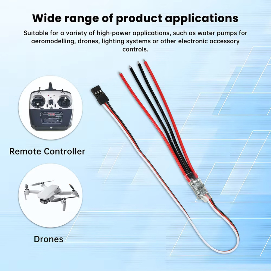 diymore Elektronischer Schalter mit PWM-Signalsteuerung für Modellflugzeuge, Wasserpumpen und Drohnen, 3 V–30 V, 8 A bis 17 A - Bild 2