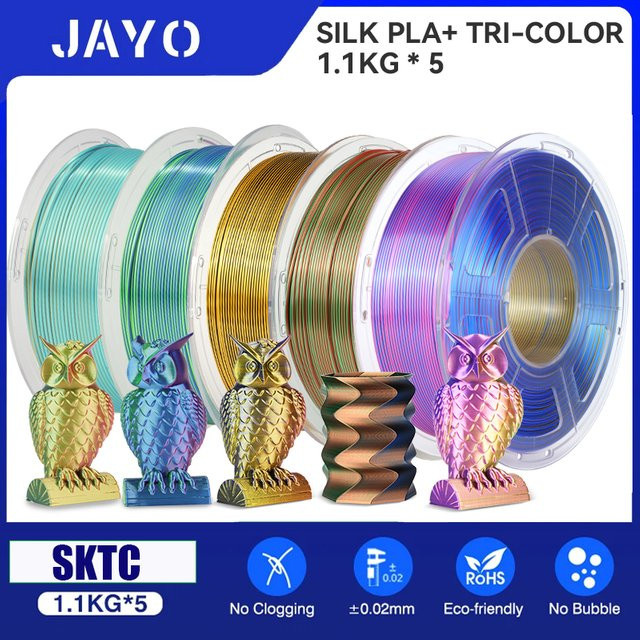 JAYO PLA Plus Seide Filament Regenbogen Multicolor 1,75mm für FDM 3D Drucker - Bild 1