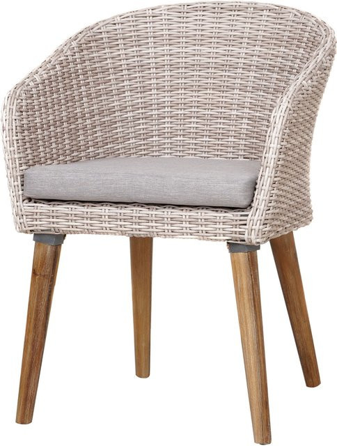 Ploß Havanna Cocktail-Sessel aus Akazie und Polyrattan in Creme/Weiß-Meliert inklusive Auflagen, B/T/H: 60 x 65 x 84 cm - Bild 1