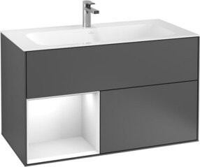 V&B Waschtischunterschrank Finion mit Wandbeleuchtung in Anthrazit, B/H: 99,6 x 49,8 cm - Bild 1
