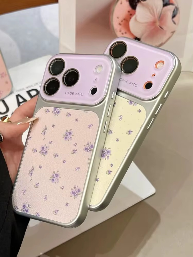 NUCWIN Handyhülle mit Blumenmuster und großem Fenster für iPhone, stoßfest und ultradünn, lila/mehrfarbig - Bild 3