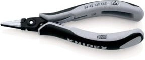 Knipex 34 42 130 ESD Präzisions-Elektronik-Greifzange mit Mehrkomponenten-Hüllen in Schwarz-Grau, Länge: 130 mm - Bild 1
