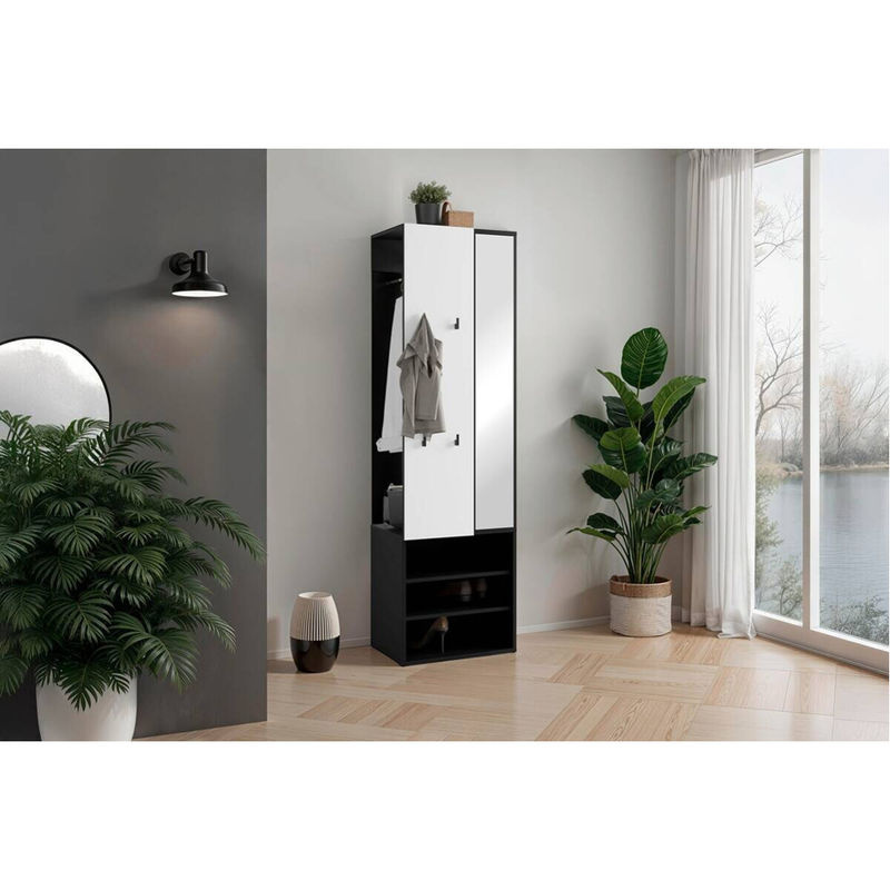 Garderobenset byLIVING ANDORRA modern in Schwarz und Weiß, B/H/T: 55 x 187,5 x 40,5 cm - Bild 4