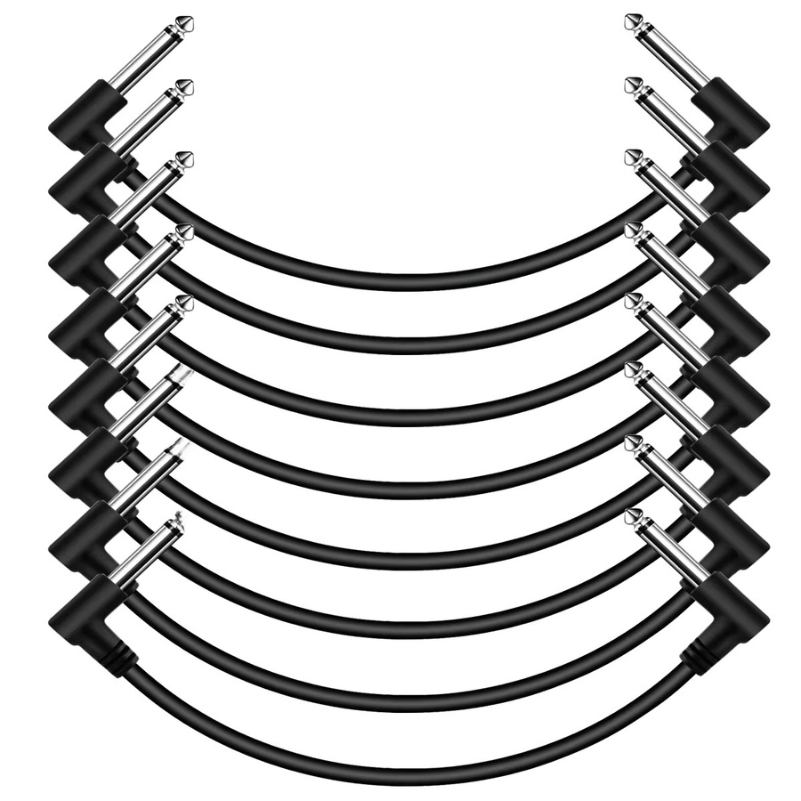 YUEYINPU Patch Kabel für Gitarre und Bass, Mono TS Kabel mit rechtem Winkel, Schwarz, Länge: 15,88 cm oder 30,48 cm - Bild 4