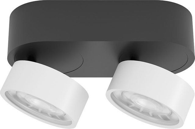 LUX-IT Swing 75 Round LED-Deckenstrahler 2-flammig, Schwarz und Weiß, Warmweiß 2700K - Bild 1