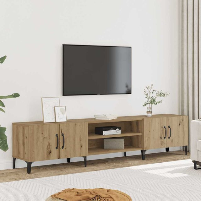 vidaXL TV-Schrank Artisan-Eiche in Braun aus Holzwerkstoff und Metall, B/T/H: 180 x 31,5 x 40 cm - Bild 3