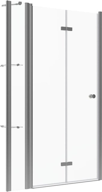 Aquabatos Duschkabine Faltbare Duschtür Nischentür mit Eckregal aus ESG Glas, Farbe: Transparent, B: 125 cm, H: 187 cm - Bild 1